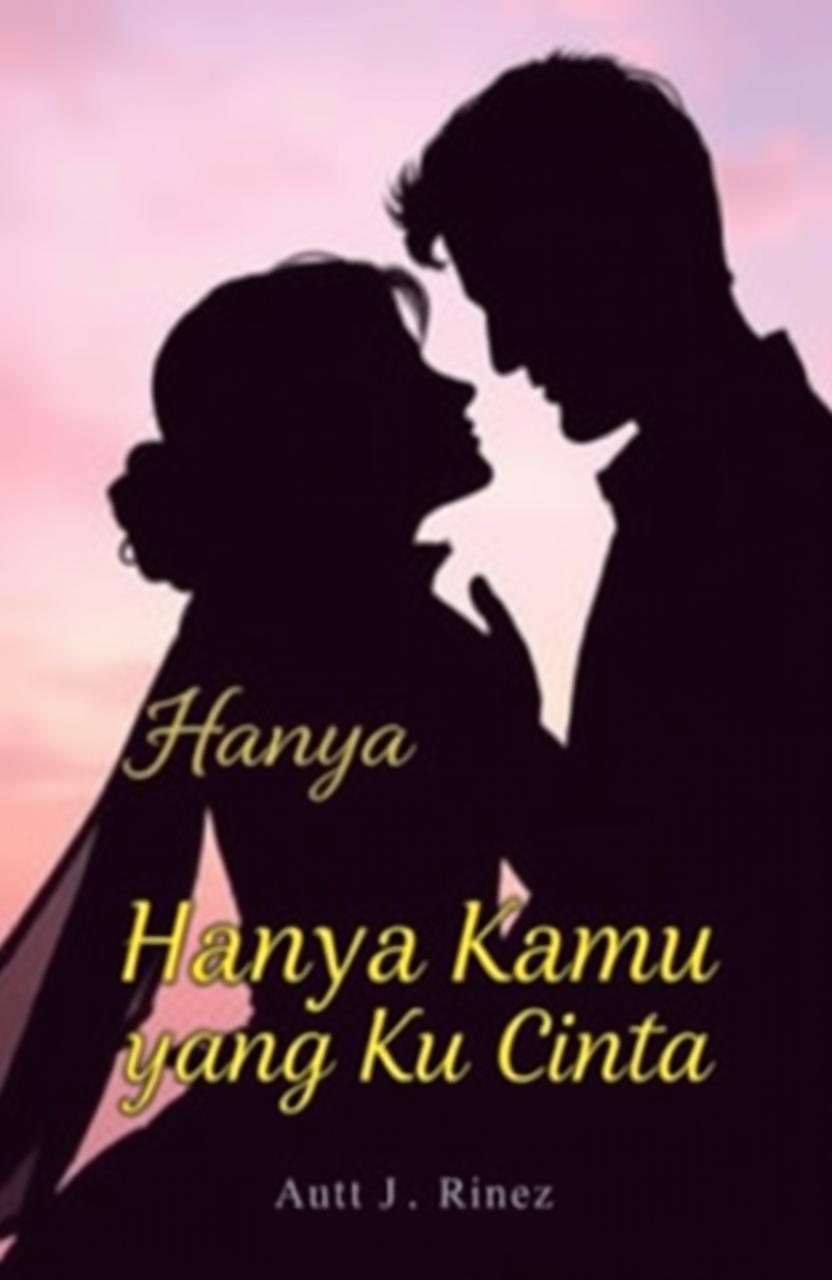 A romantic scene portraying the silhouettes of a handsome man and a sweet woman standing close together, gazing into each other's eyes with love