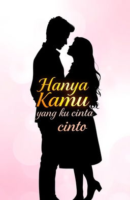 A silhouette of a handsome man and a sweet woman standing close together, gazing into each other's eyes with deep affection