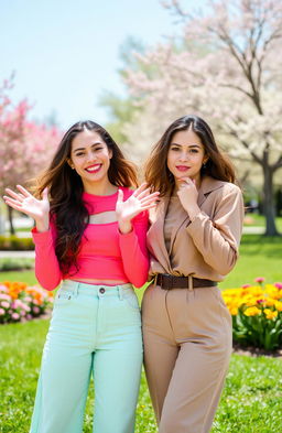 Two identical twin women, each showcasing their distinctly different personalities