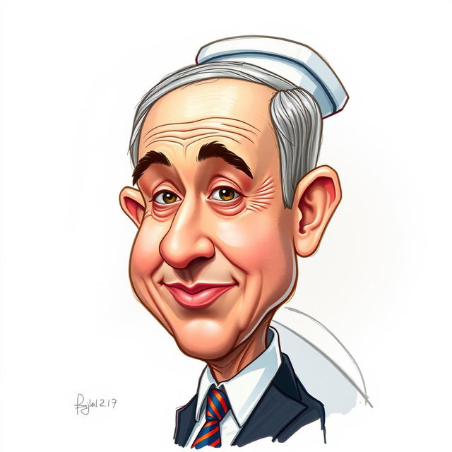 A caricature illustration of Benjamin Netanyahu with a head shaped like a toilet, featuring humorous and exaggerated expressions