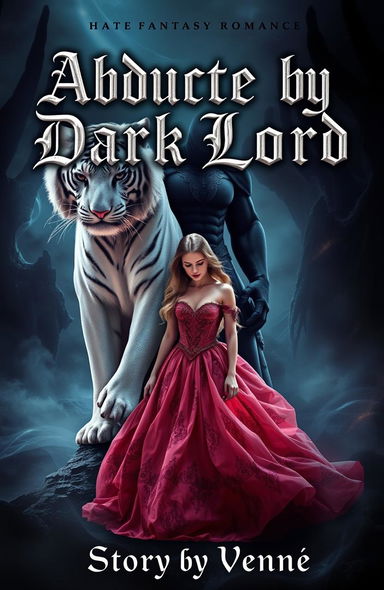 A dark fantasy romance book cover featuring a powerful, brooding dark lord who is a shapeshifter, depicted as a majestic white tiger in one striking pose