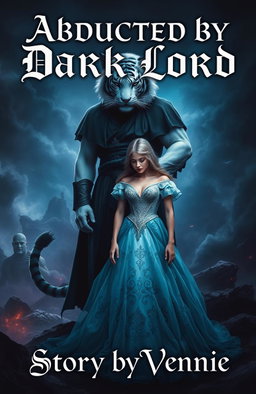 A dark fantasy romance book cover featuring a powerful, brooding dark lord who is a shapeshifter, depicted as a majestic white tiger in one striking pose