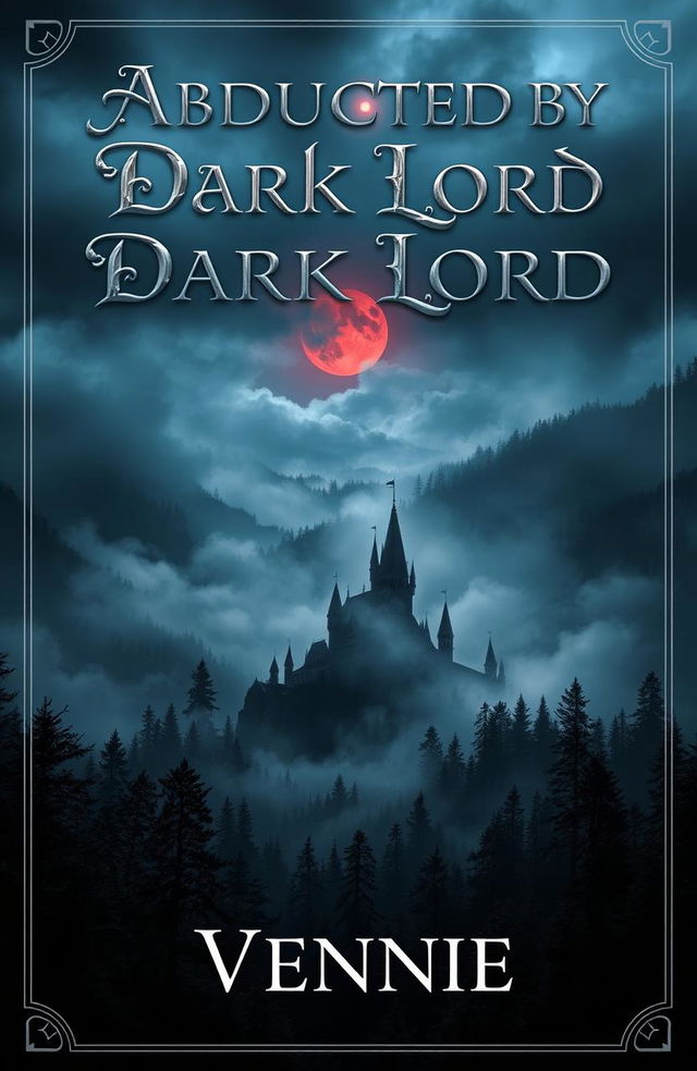 A captivating book cover design for a dark fantasy romance titled 'Abducted by Dark Lord' by Vennie