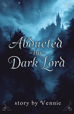 A captivating book cover for a dark fantasy romance novel titled 'Abducted by Dark Lord', authored by 'story by Vennie'
