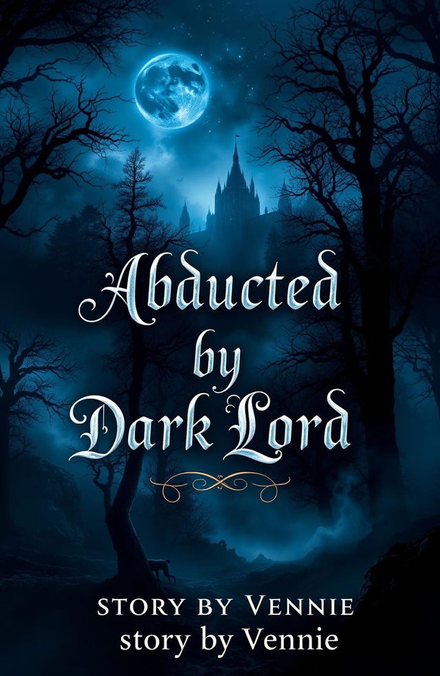 A captivating book cover for a dark fantasy romance novel titled 'Abducted by Dark Lord', authored by 'story by Vennie'