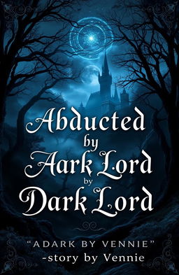 A captivating book cover for a dark fantasy romance novel titled 'Abducted by Dark Lord', authored by 'story by Vennie'