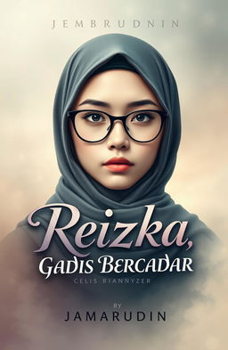 A captivating book cover design for the novel 'Reizka, Gadis Bercadar' by Jamarudin