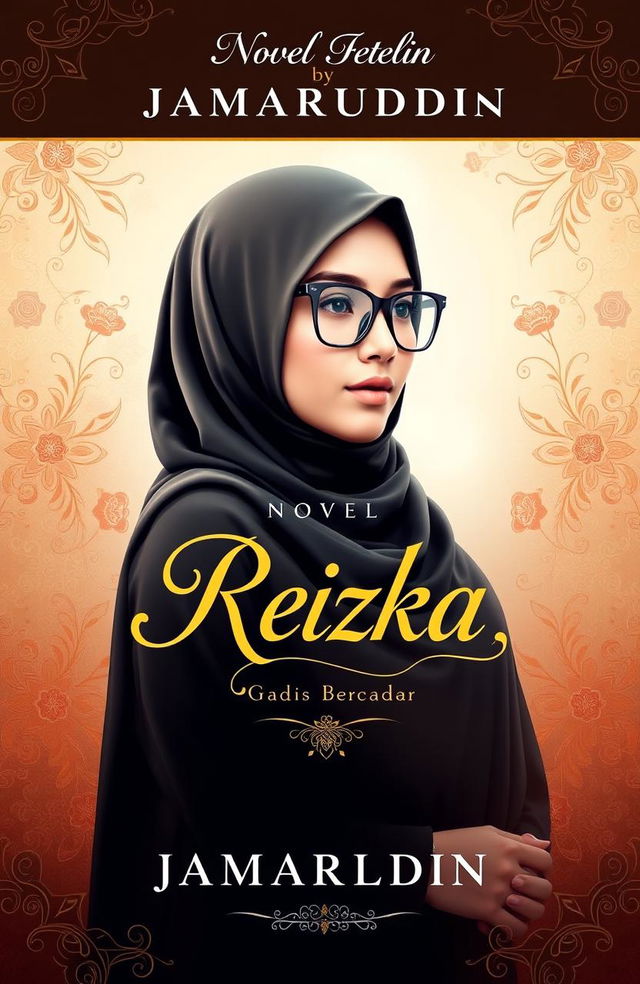 A stunning book cover design for the novel "Reizka, Gadis Bercadar" by Jamarudin