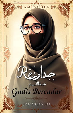 A stunning book cover design for the novel "Reizka, Gadis Bercadar" by Jamarudin