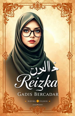A stunning book cover design for the novel "Reizka, Gadis Bercadar" by Jamarudin