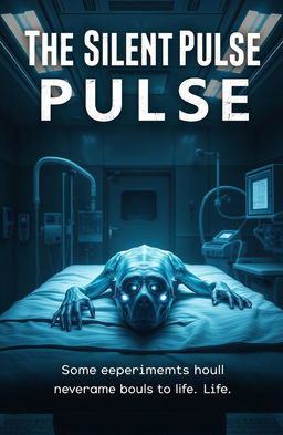 Create a chilling and atmospheric book cover for a suspenseful horror story set in a medical research lab