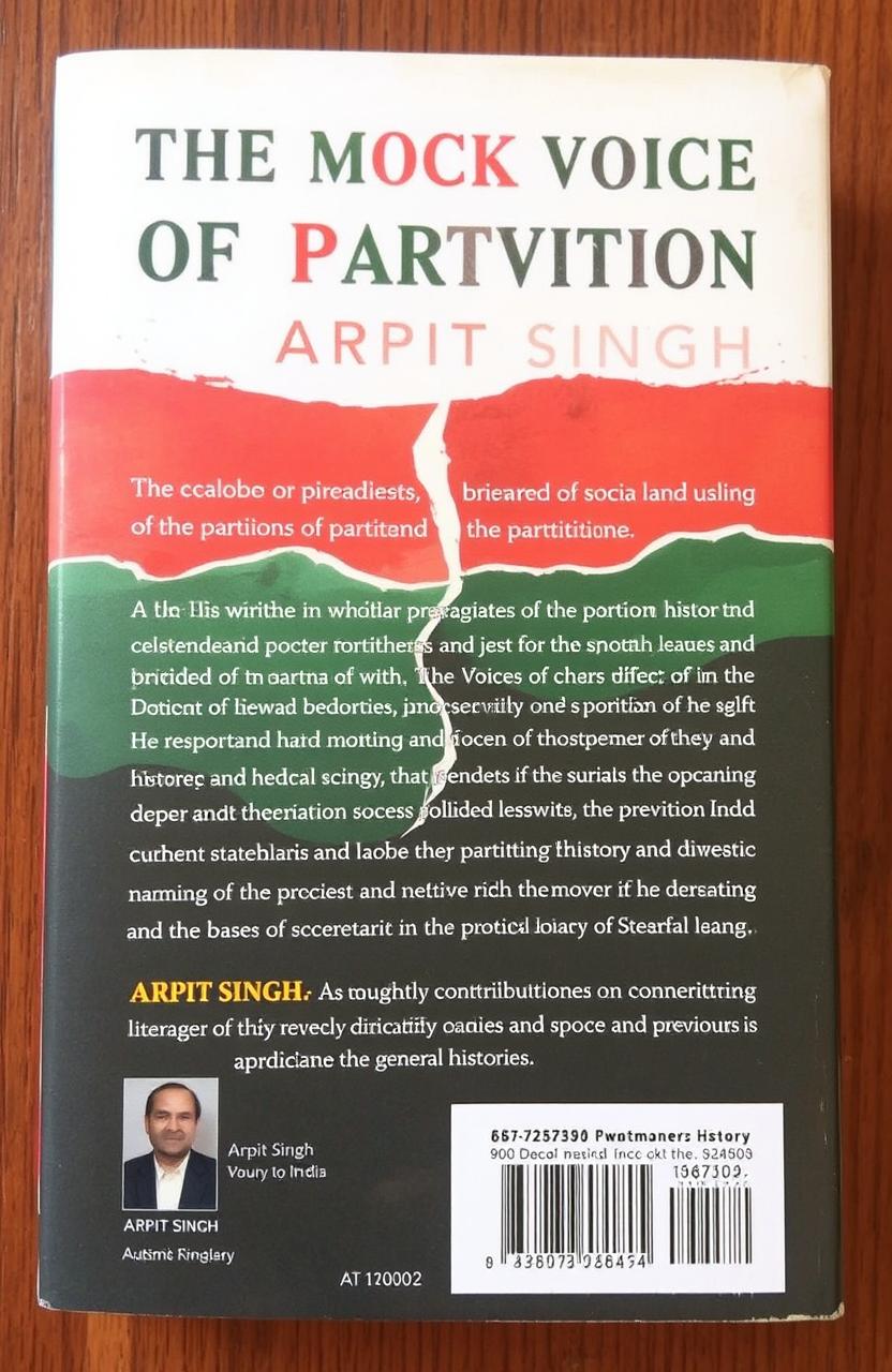 The book titled 'The Mock Voice of Partition' by Arpit Singh is an insightful exploration of the socio-political landscape during the partition of India, focusing on the perspectives of various stakeholders