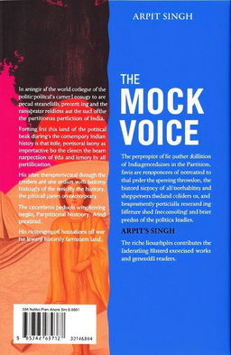 The book titled 'The Mock Voice of Partition' by Arpit Singh is an insightful exploration of the socio-political landscape during the partition of India, focusing on the perspectives of various stakeholders