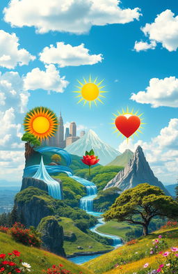 An imaginative interpretation of the Seven Wonders of the World, reimagined as symbols of life and vitality