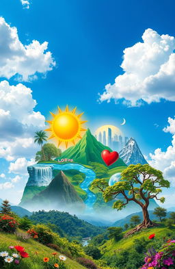 An imaginative interpretation of the Seven Wonders of the World, reimagined as symbols of life and vitality
