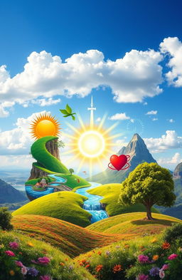 An imaginative interpretation of the Seven Wonders of the World, reimagined as symbols of life and vitality