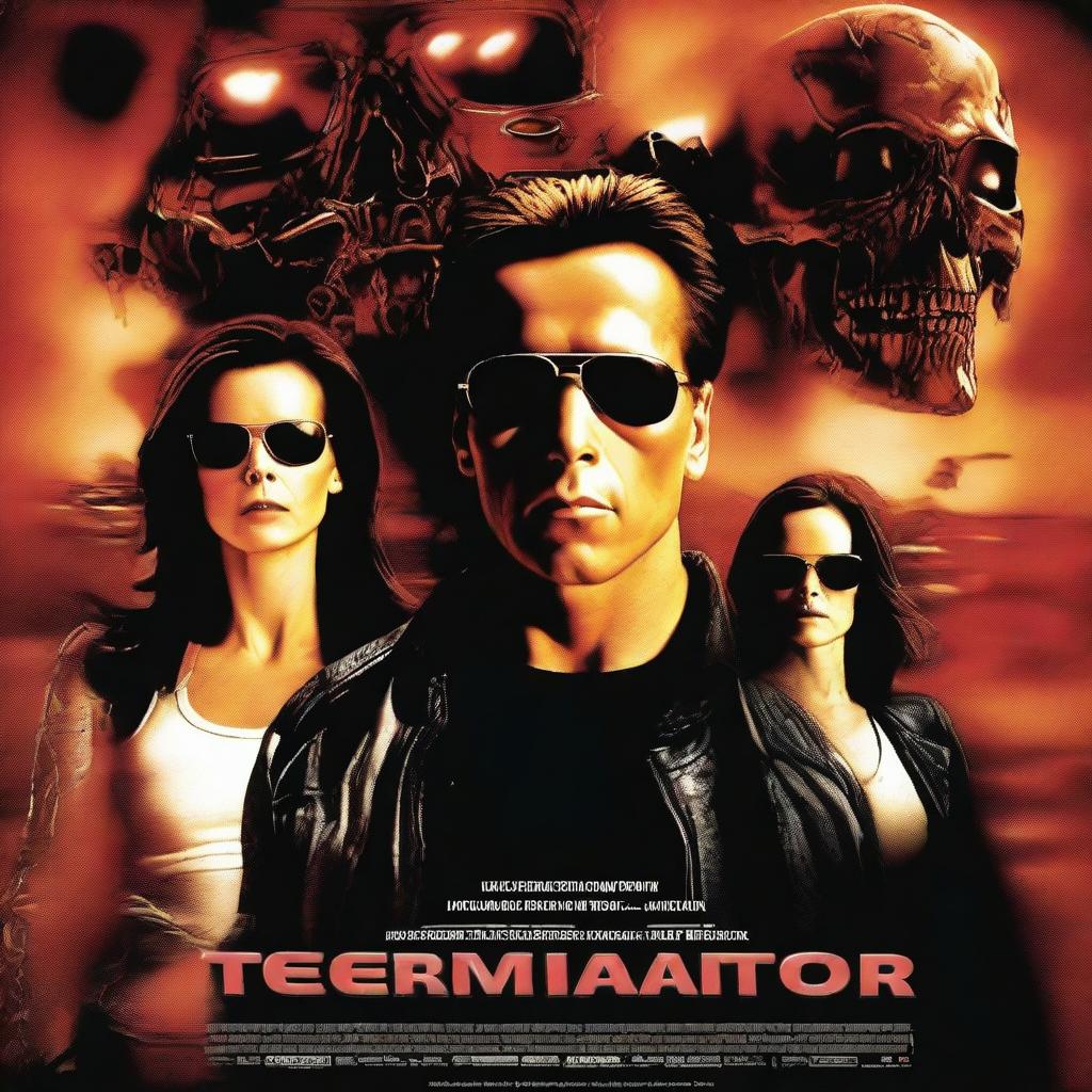 A high-definition digital art poster of the film 'Terminator: Nemesis' featuring John Connor, a man in his mid-40s, at the forefront