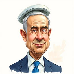 A caricature of Benjamin Netanyahu with an oversized head shaped like a toilet, showcasing exaggerated features characteristic of caricature art
