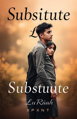 A dramatic book cover for the title "Substitute", featuring a young man and a young woman standing apart in a tense pose, symbolizing their forced marriage