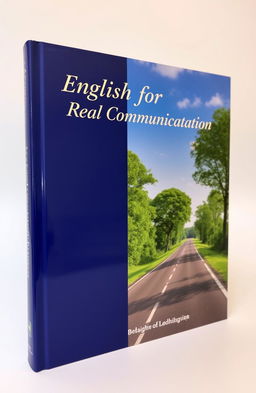 A visually striking book cover, with the left half in a deep, rich dark blue color and the right half showcasing a beautiful, scenic road surrounded by lush greenery and trees