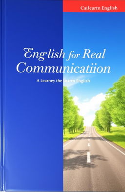A visually striking book cover, with the left half in a deep, rich dark blue color and the right half showcasing a beautiful, scenic road surrounded by lush greenery and trees