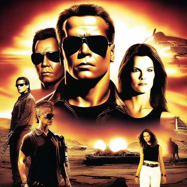 A high-quality digital art image showcasing a movie poster for 'Terminator: Nemesis'