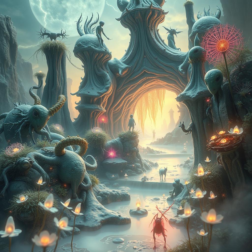 A stunning visual representation of a preternatural scene, featuring elements that evoke a sense of the extraordinary and the mystical