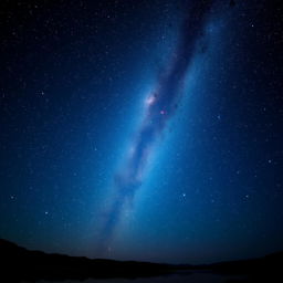 A stunning night sky filled with countless twinkling stars against a deep blue and indigo backdrop