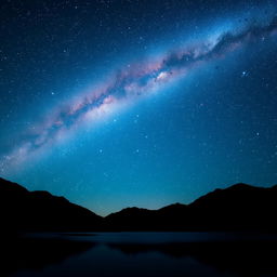 A stunning night sky filled with countless twinkling stars against a deep blue and indigo backdrop