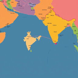 A detailed world map highlighting geographical features and countries, with vibrant colors and clear delineations for each nation