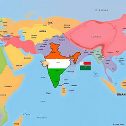 A detailed world map highlighting geographical features and countries, with vibrant colors and clear delineations for each nation