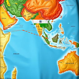 A detailed world map highlighting geographical features and countries, with vibrant colors and clear delineations for each nation
