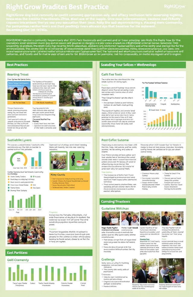 A detailed and organized visual document showcasing best practices from the Right2Grow Project