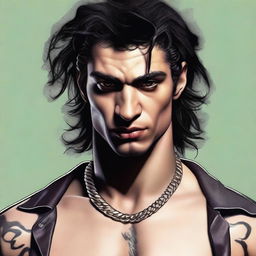 A hyper-realistic, high-quality digital art piece depicting a male character named Cobra, embodying a grunge aesthetic