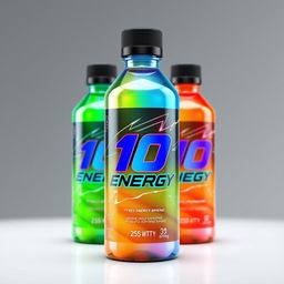 Design concept for an energy drink bottle titled '10 Hour Energy'