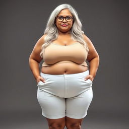 A 55-year-old Indian plus-size woman, confidently embracing her identity as a cougar