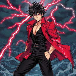 A dynamic manga-style illustration of a male pirate character