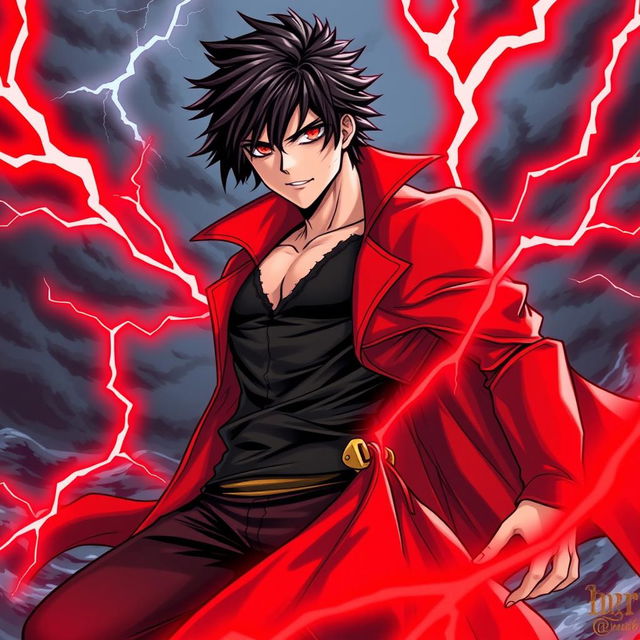 A dynamic manga-style illustration of a male pirate character