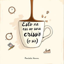 A minimalist yet impactful digital illustration centered on a coffee cup that is slowly spilling its contents