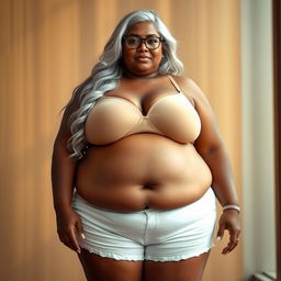 A 55-year-old dusky Indian plus-size woman, representing maturity and confidence
