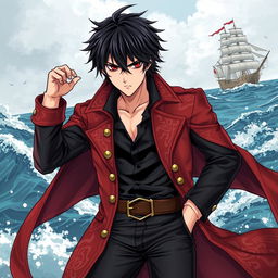 A detailed manga-style illustration of a male pirate character inspired by Japanese light novels