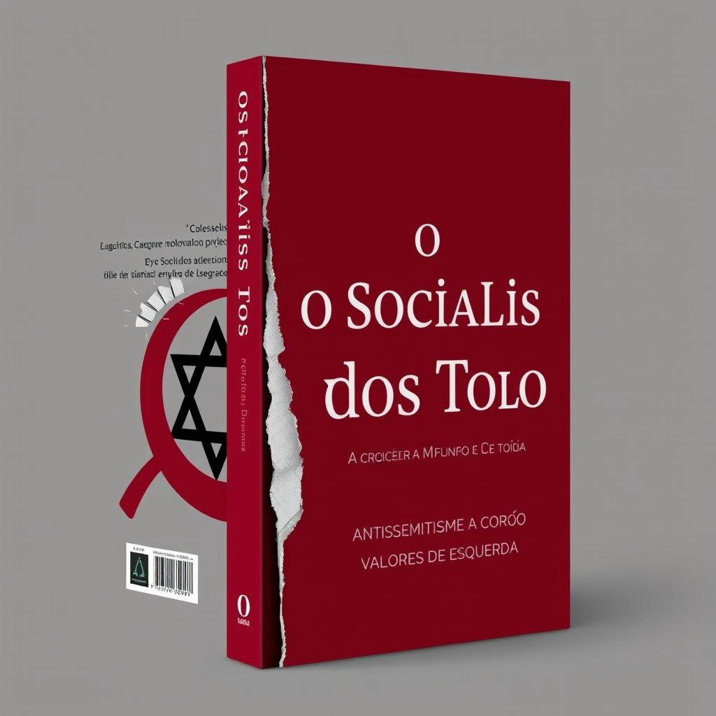 A minimalist and sophisticated book cover design for 'O Socialismo dos Tolos: Antissemitismo e a Corrosão dos Valores de Esquerda'