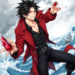 An action-packed manga-style illustration of a male pirate character inspired by light novels