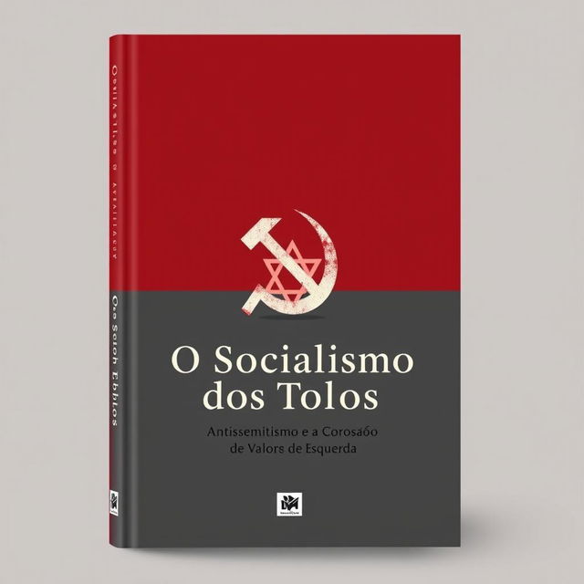 A minimalist and sophisticated book cover design for 'O Socialismo dos Tolos: Antissemitismo e a Corrosão dos Valores de Esquerda'