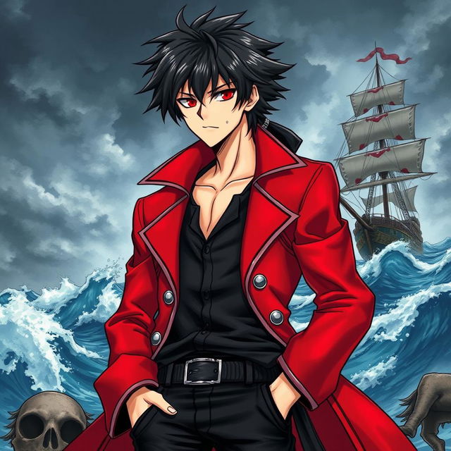 A male pirate character illustrated in an engaging manga art style for a light novel cover