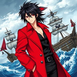 A male pirate character illustrated in an engaging manga art style for a light novel cover