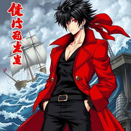 A male pirate character illustrated in an engaging manga art style for a light novel cover