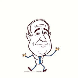 A stylized sketch of Benjamin Netanyahu, depicted with an exaggerated and humorous representation, resembling a sulfur match head with a bulbous shape