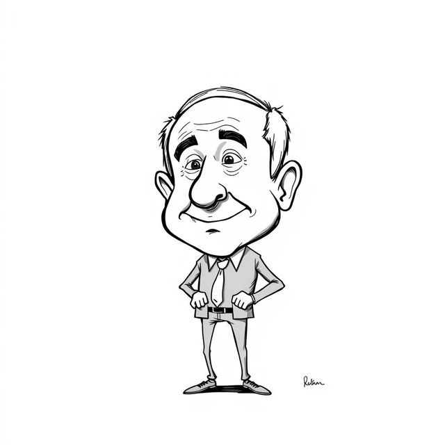 A stylized sketch of Benjamin Netanyahu, depicted with an exaggerated and humorous representation, resembling a sulfur match head with a bulbous shape