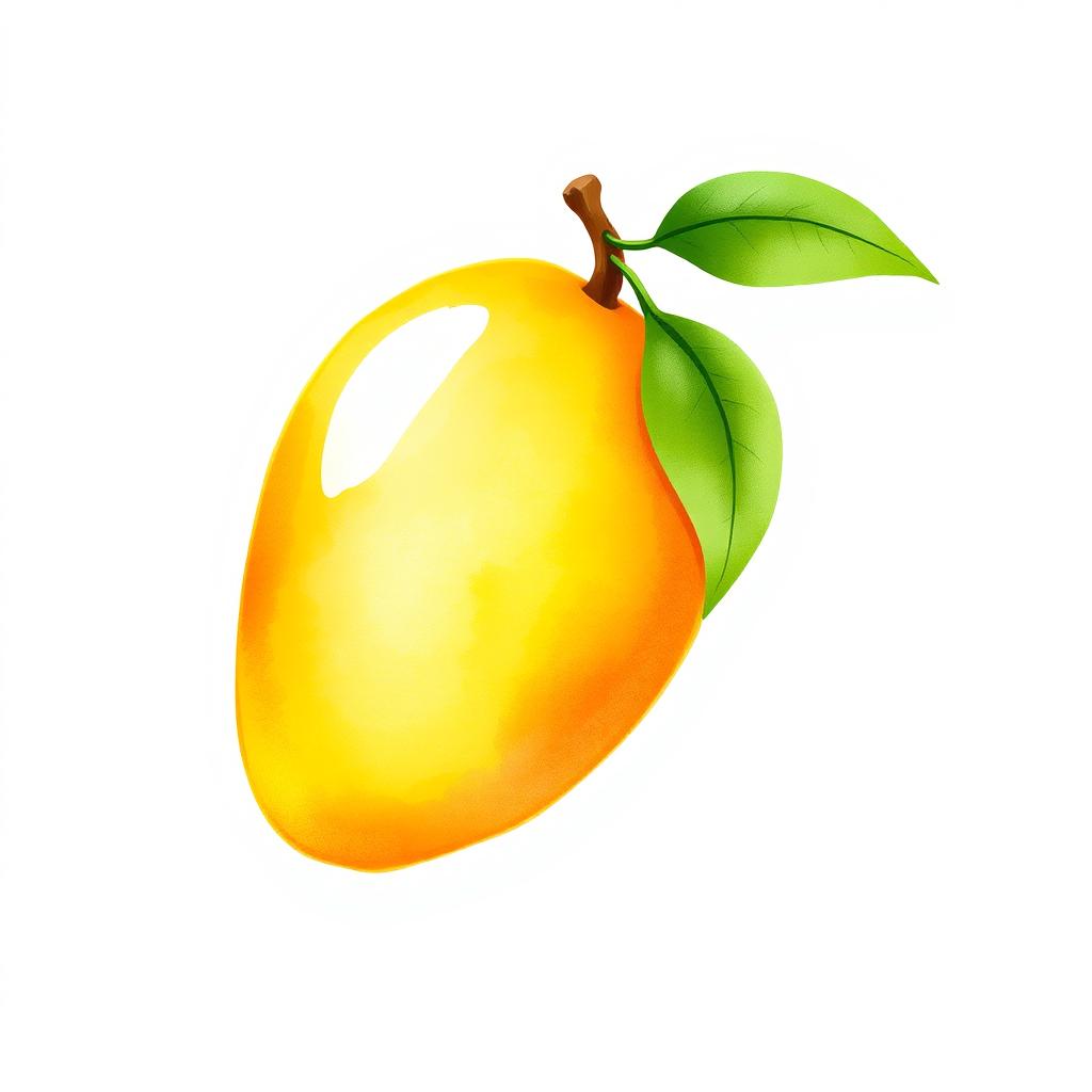 A hand-drawn illustration of a mango, featuring soft, artistic lines and warm tones that mimic a watercolor painting, creating a natural and handcrafted feel